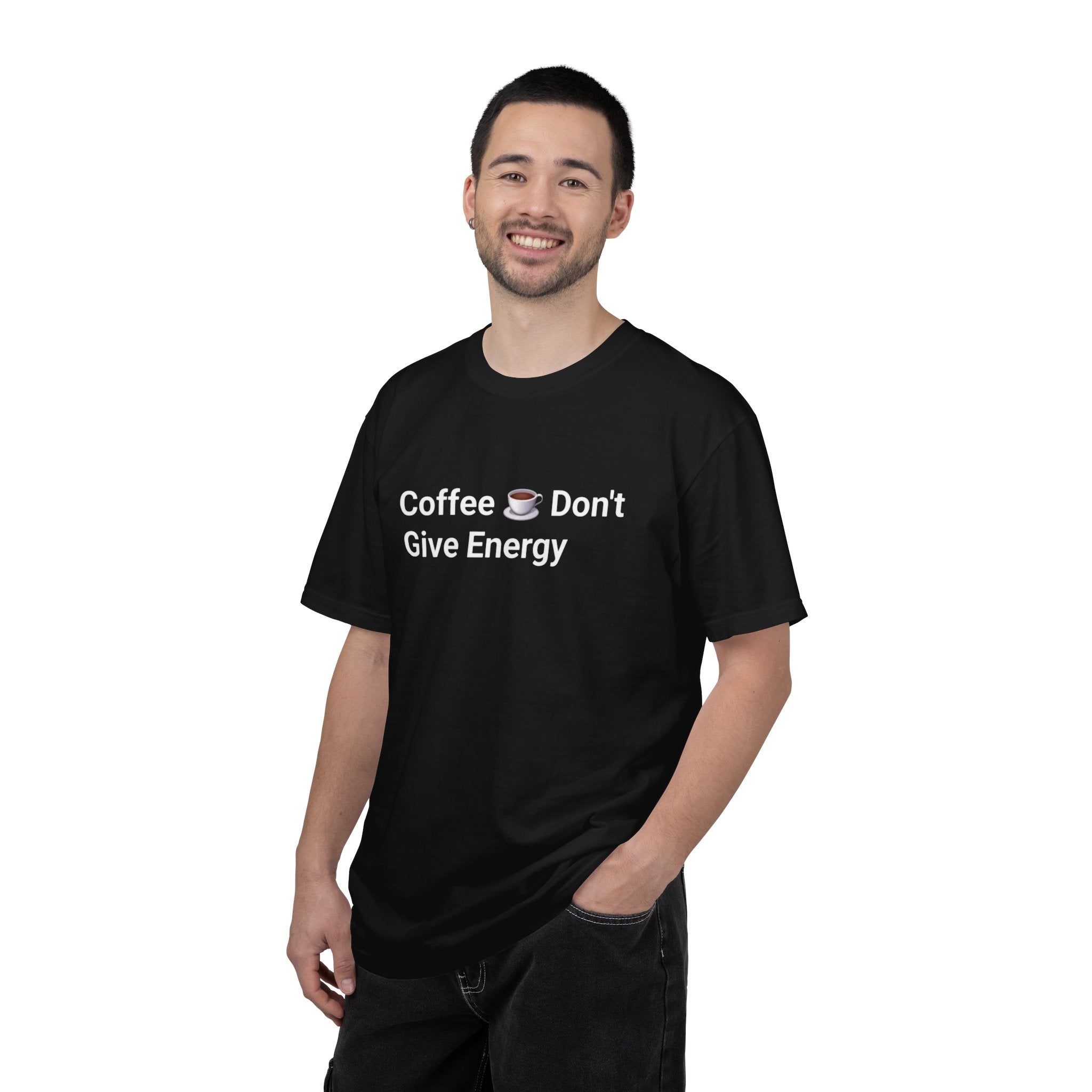 T-Shirt — Mini Coffee Cup & Relieved Face Emoji Graphic Tee