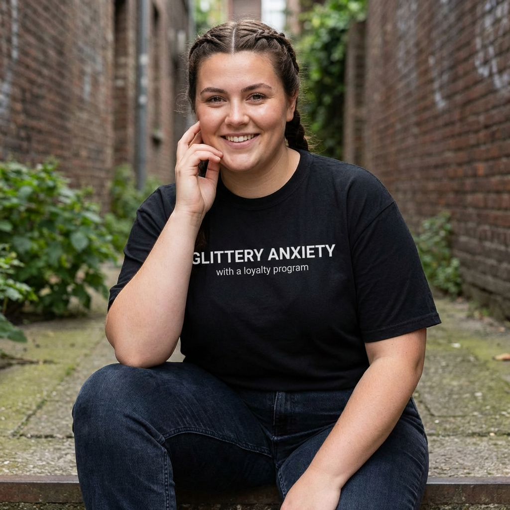 T-Shirt — "Glittery Anxiety with a loyalty program" Graphic Tee (MSCI Already a Member)