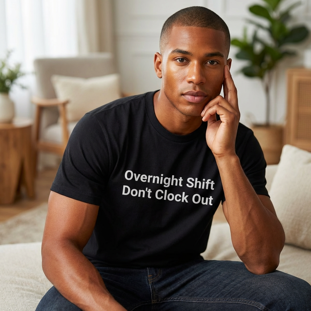 T-Shirt — "Overnight Shift Don’t Clock Out" Statement Tee