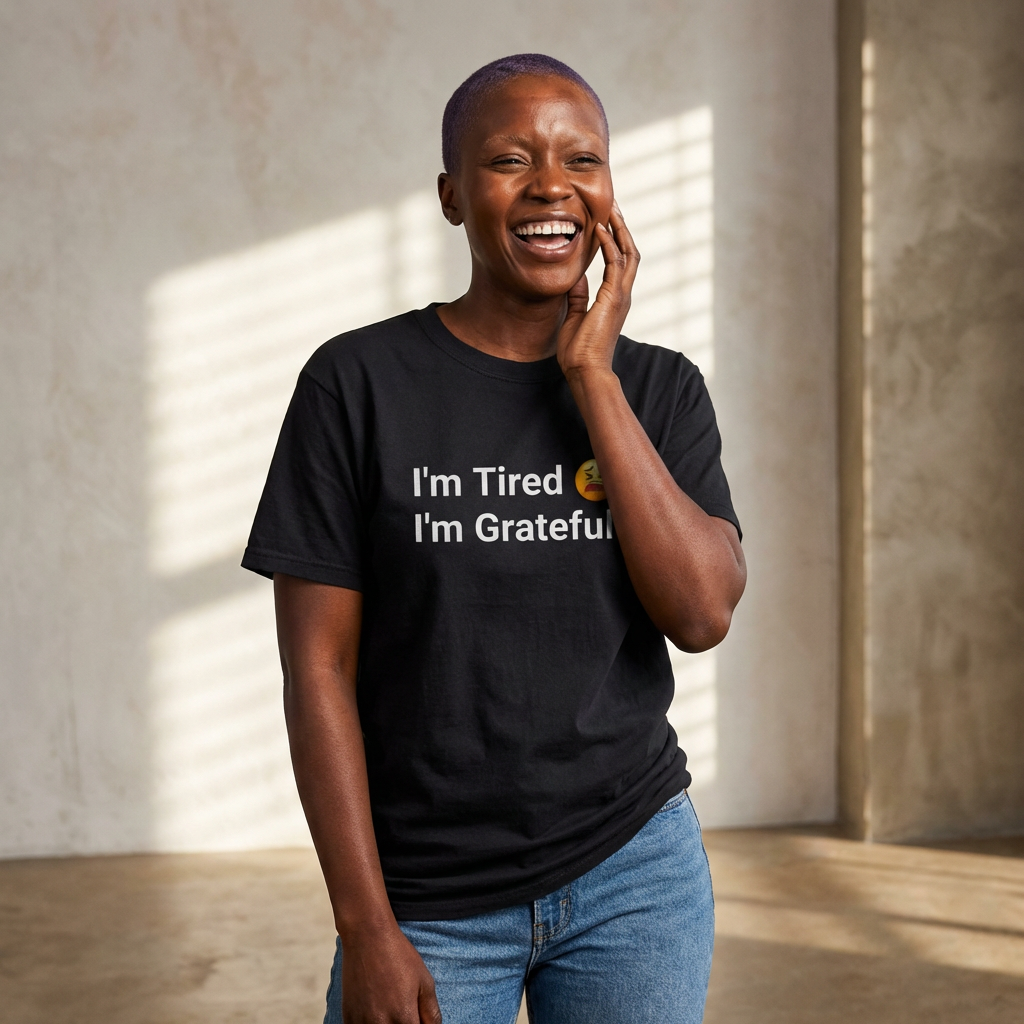 I'm Tired I'm Grateful / I'm Annoyed I'm Blessed Tee — Funny Relatable Emoji Graphic T-Shirt