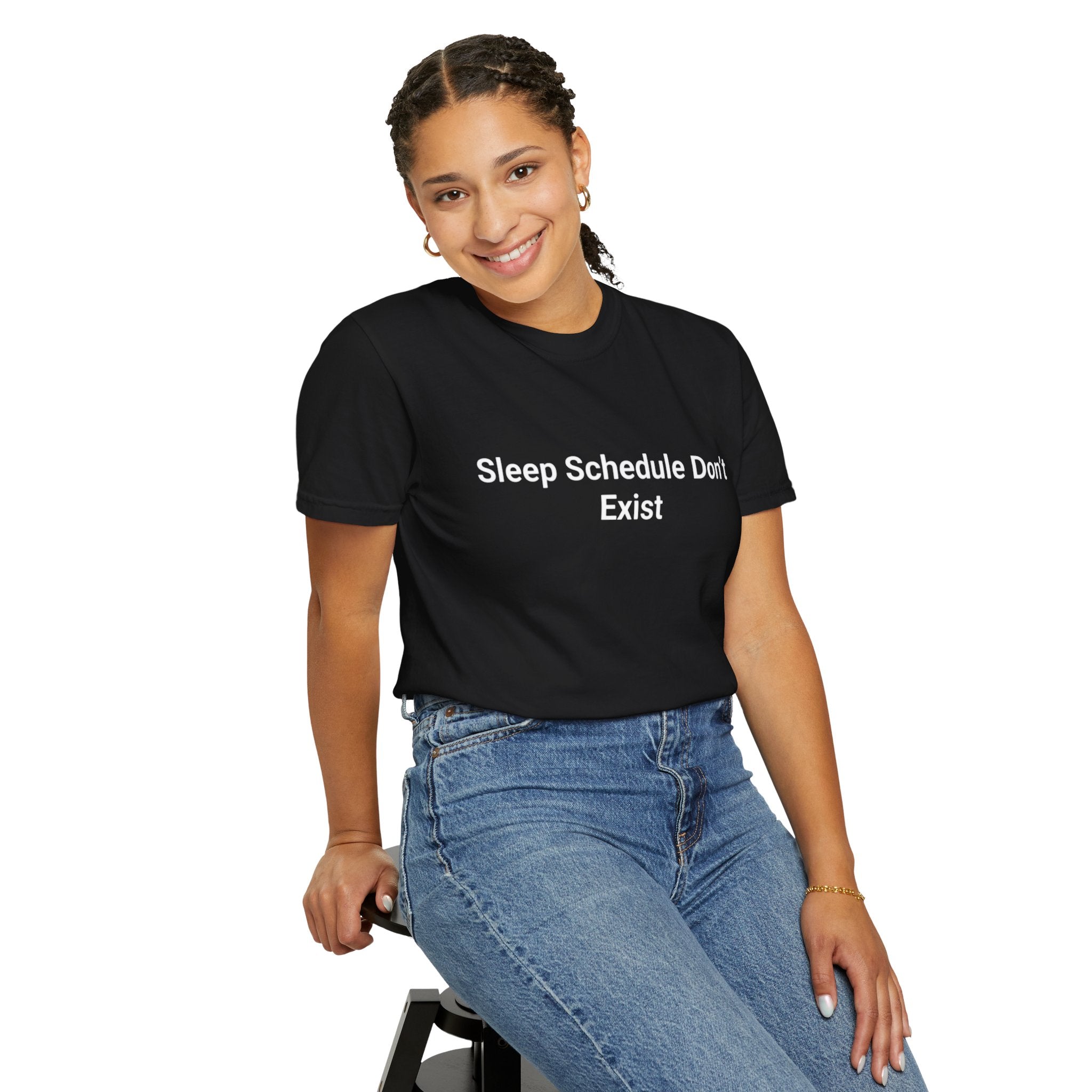Sleep Schedule Don't Exist T-Shirt — 'I Just Be Up' Funny Insomnia Graphic Tee